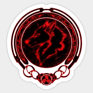 Fenris Wolf and Celtic Triskelion symbol Sticker